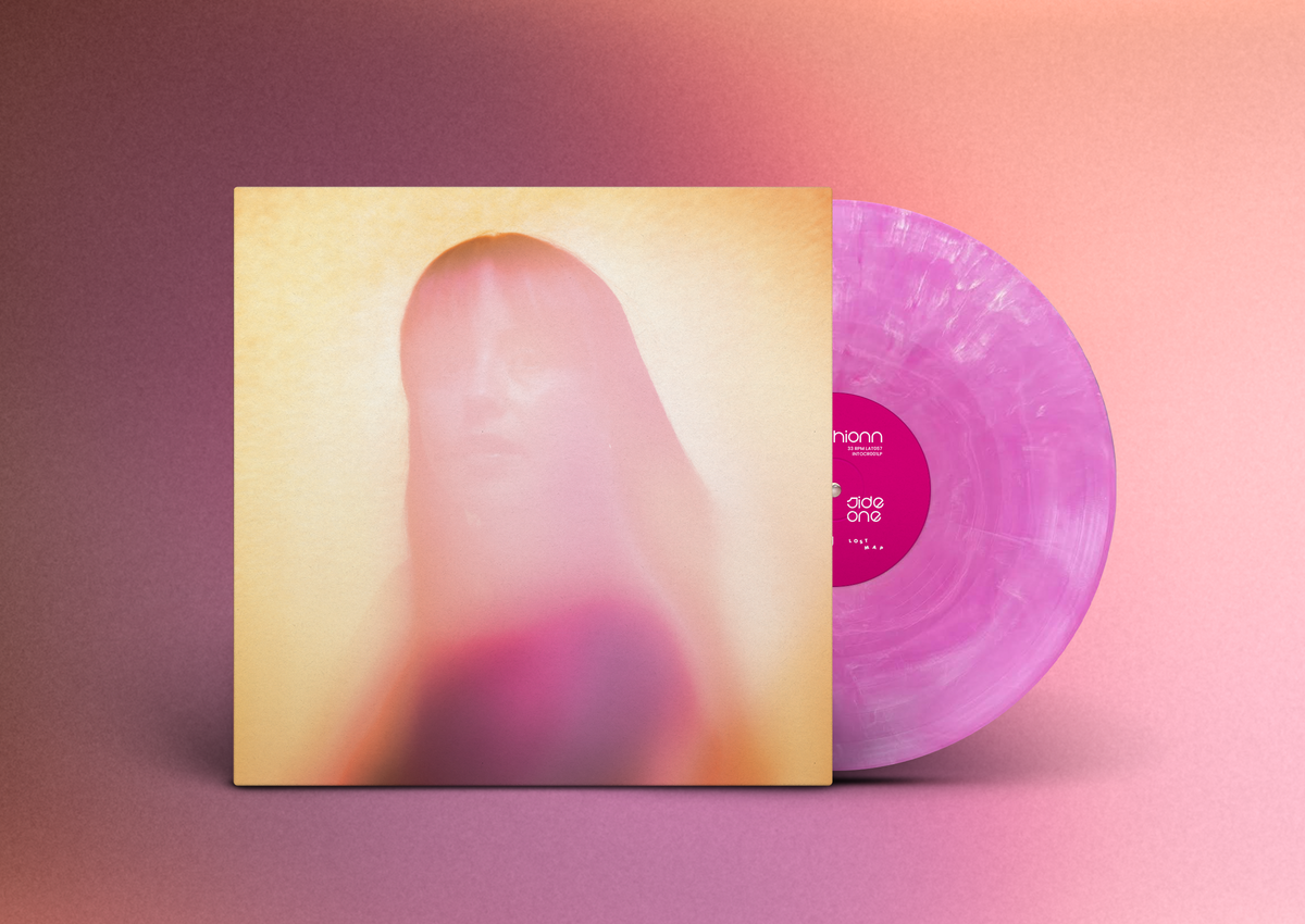 Pink Marble Vinyl with Printed Insert, Signed Postcard