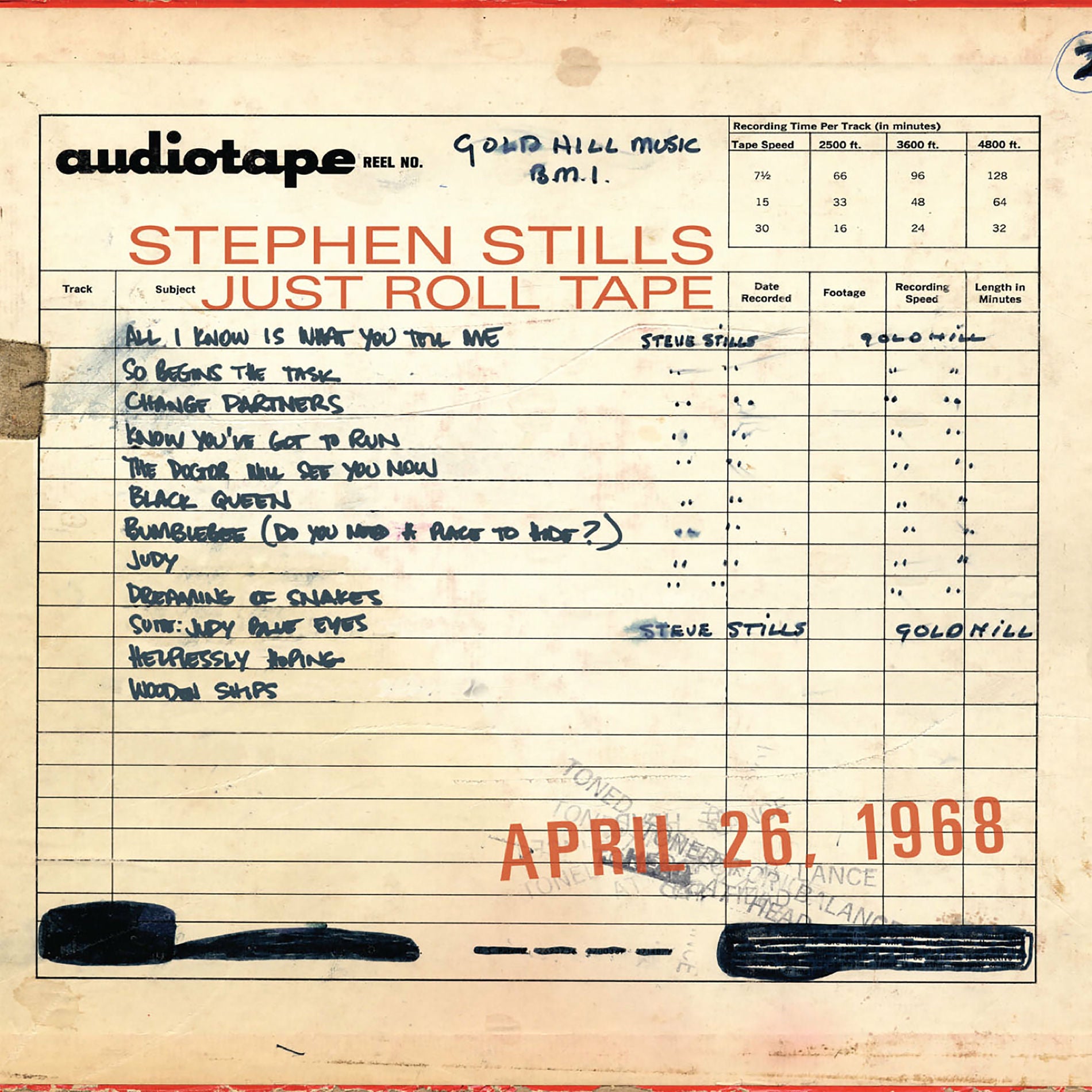 Stills, Stephen: Just Roll Tape April 26 1968 (Used Vinyl LP)
